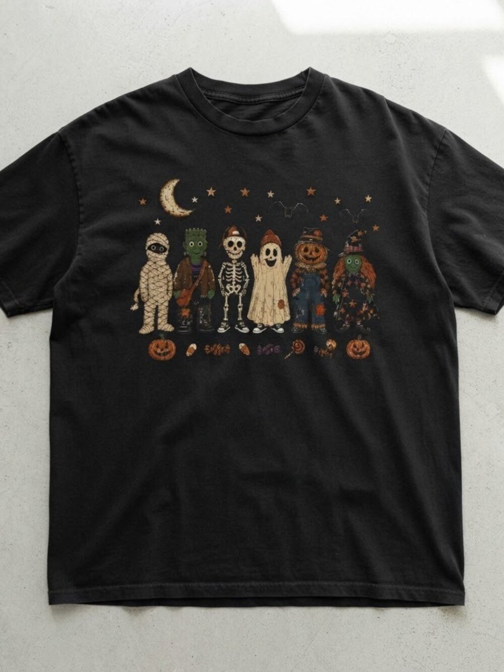 Halloween Vintage Horror Characters Black T-Shirt S-4XL